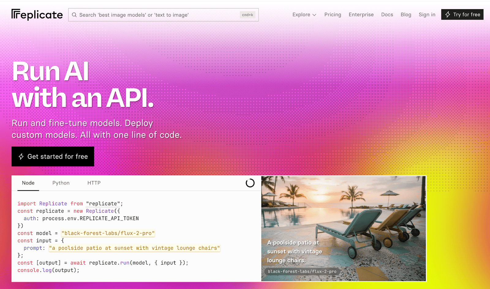 Replicate homepage
