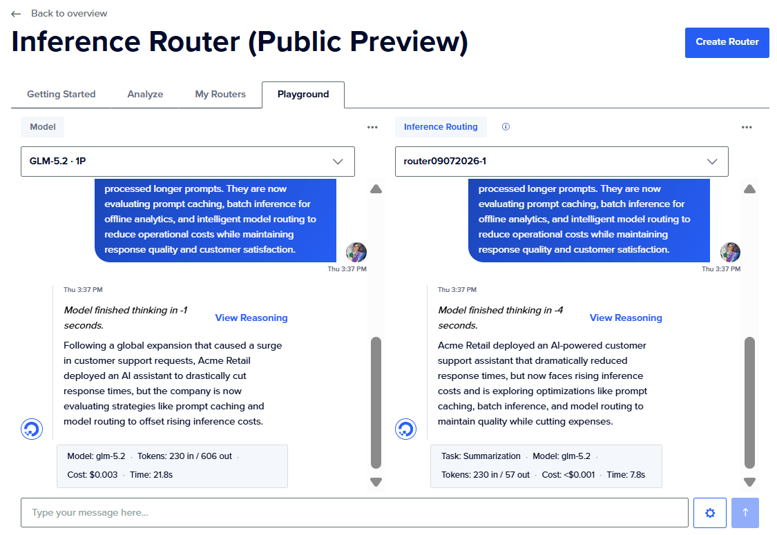 Inference Router in the DigitalOcean Playground image